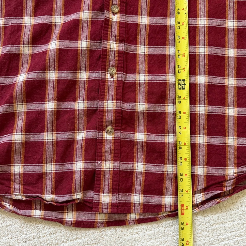 Duluth Trading Co Mens Large Red Plaid Hemp Organic Cotton Short Sleeve Shirt - Picture 5 of 10